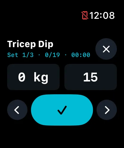 The Apple Watch check-in screen (iOS)